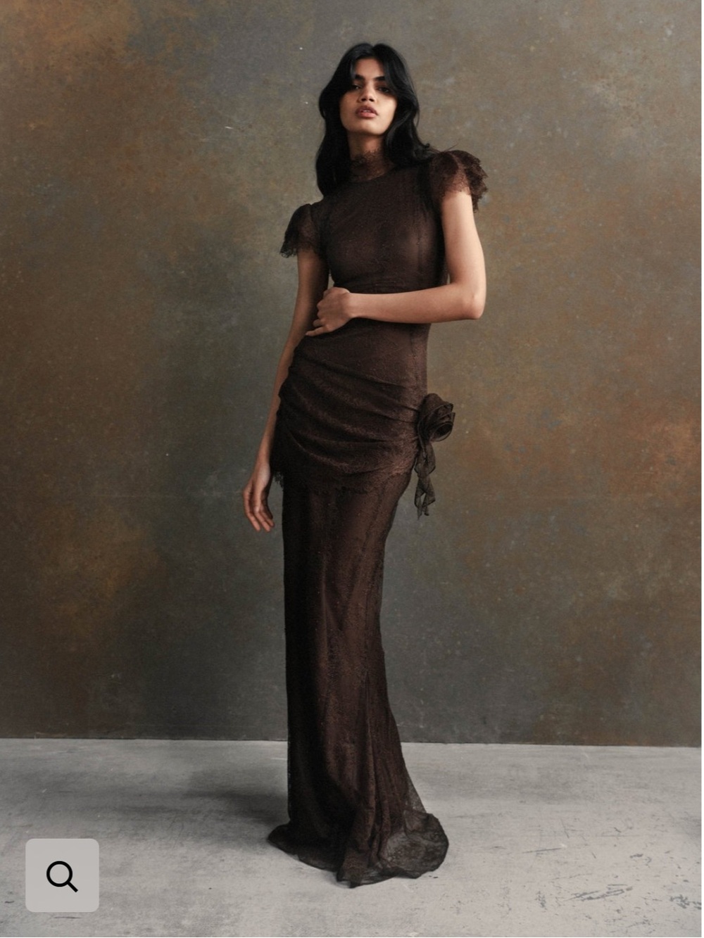 De la Vali SILENTIUM MAXI DRESS IN CHOCOLATE BROWN LACE